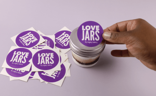 adding a custom professional label on cake jar